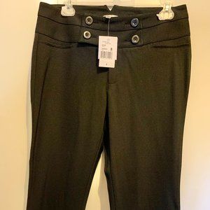NWT Black pants with "double" hook waist and fun "V" buckle back (S 8)